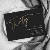 Minimalistisch Manuscript Black en Gold 30th Birth Kaart