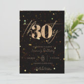 Minimalistisch Manuscript Black en Gold 30th Birth Kaart (Staand voorkant)