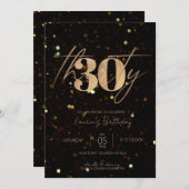 Minimalistisch Manuscript Black en Gold 30th Birth Kaart (Voorkant / Achterkant)