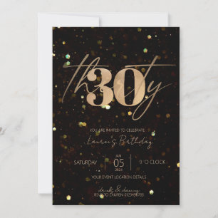 Minimalistisch Manuscript Black en Gold 30th Birth Kaart