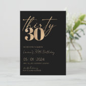 Minimalistisch Manuscript Black en Gold 30th Birth Kaart (Staand voorkant)