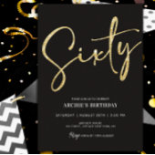 Minimalistisch Manuscript Black en Gold 60th Birth Kaart