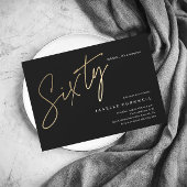 Minimalistisch Manuscript Black en Gold 60th Birth Kaart