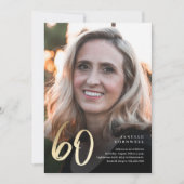 Minimalistisch Manuscript Black en Gold 60th Birth Kaart (Voorkant)