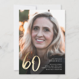 Minimalistisch Manuscript Black en Gold 60th Birth Kaart