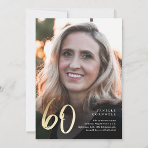 Minimalistisch Manuscript Black en Gold 60th Birth Kaart