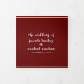 Minimalistisch Manuscript Burgundy Dark Red Weddin Drieluik Uitnodiging (Cover)