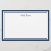 Minimalistisch Manuscript Navy Blue Two Border Mon Briefpapier (Voorkant)