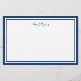 Minimalistisch Manuscript Navy Blue Two Border Mon Briefpapier
