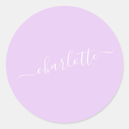 Minimalistisch Manuscript Persoonlijke Naam in Lav Ronde Sticker (Voorkant)