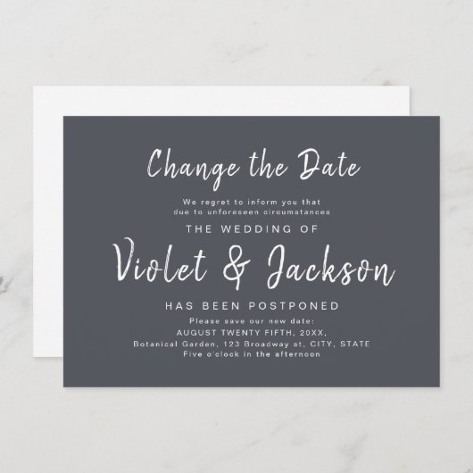 minimalistisch manuscript verandert de datumuitste kaart (Voorkant / Achterkant)