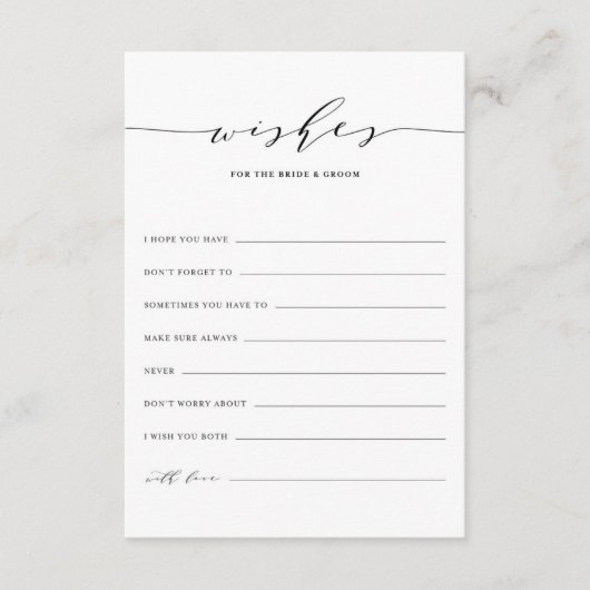 Minimalistisch Manuscript wenst voor de Bride en G Advieskaart (Voorkant)