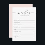 Minimalistisch Manuscript wenst voor de Bride en G Advieskaart<br><div class="desc">Het minimalistische Manuscript van de Dagen wenst voor de Kaart van de Bride en van de Groom. Moderne en elegante bruiloft wenst een kaart met een grillig script, een klassieke typografie en een wazige roze achterkleur. Deze bruiloft wenst een kaart die perfect is voor elk trouwthema. Pas de rug door...</div>