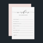 Minimalistisch Manuscript wenst voor de Bride en G Advieskaart<br><div class="desc">Het minimalistische Manuscript van de Dagen wenst voor de Kaart van de Bride en van de Groom. Moderne en elegante bruiloft wenst een kaart met een grillig script, een klassieke typografie en een wazige roze achterkleur. Deze bruiloft wenst een kaart die perfect is voor elk trouwthema. Pas de rug door...</div>