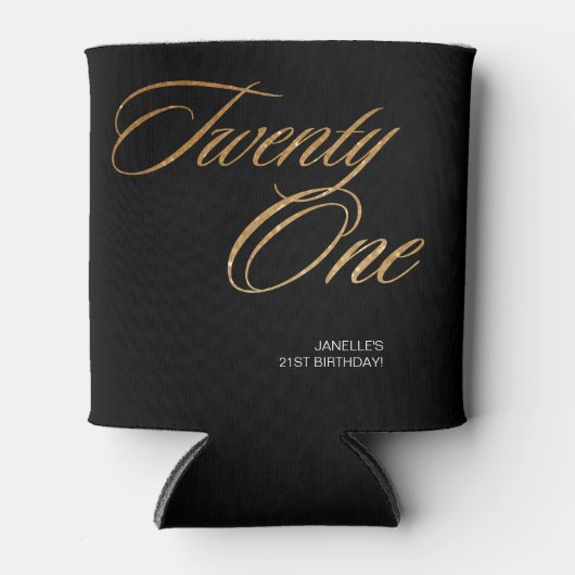 Minimalistisch Manuscript Zwart en Goud 21st Dag Blikjeskoeler (Voorkant)