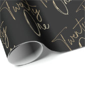 Minimalistisch Manuscript Zwart en Goud 21st Dag Cadeaupapier (Rol Hoek)