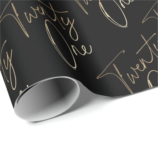 Minimalistisch Manuscript Zwart en Goud 21st Dag Cadeaupapier (Rol Hoek)