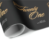 Minimalistisch Manuscript Zwart en Goud 21st Dag Cadeaupapier (Rol Hoek)