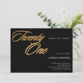 Minimalistisch Manuscript Zwart en Goud 21st Dag Kaart (Staand voorkant)