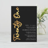 Minimalistisch Manuscript Zwart en Goud 21st Dag Kaart (Staand voorkant)