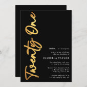 Minimalistisch Manuscript Zwart en Goud 21st Dag Kaart (Voorkant / Achterkant)