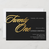 Minimalistisch Manuscript Zwart en Goud 21st Dag Kaart (Voorkant)