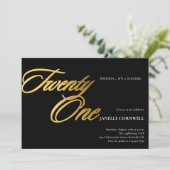 Minimalistisch Manuscript Zwart en Goud 21st Dag Kaart (Staand voorkant)