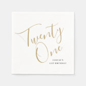 Minimalistisch Manuscript Zwart en Goud 21st Dag Servet (Voorkant)