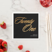 Minimalistisch Manuscript Zwart en Goud 21st Dag Servet (Insitu)