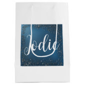 Minimalistisch marien blauw en wit medium cadeauzakje (Achterkant)