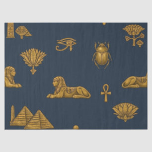 Minimalistisch marine en antiek gouden Egyptisch p Tissuepapier