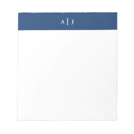 Minimalistisch marineblauw 2-grensmonogram notitieblok