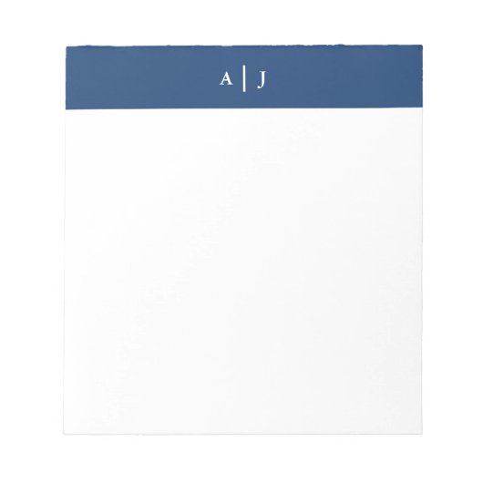 Minimalistisch marineblauw 2-grensmonogram notitieblok (Voorkant)