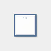 Minimalistisch marineblauw 2-grensmonogram post-it® notes (Voorkant)