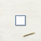 Minimalistisch marineblauw 2-grensmonogram post-it® notes (Op bureau)