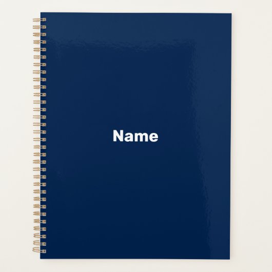 Minimalistisch marineblauw aangepaste tekst jaar m planner (Voorkant)