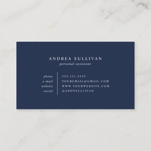 Minimalistisch marineblauw Blijf in contact of nee Visitekaartje (Achterkant)