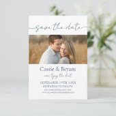 Minimalistisch marineblauw bruiloft Save the Date (Staand voorkant)