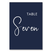 Minimalistisch marineblauw elegant tafelnummerteke kaart (Voorkant)