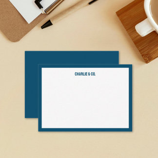 Minimalistisch marineblauw enkele rand, personalis notitiekaartje