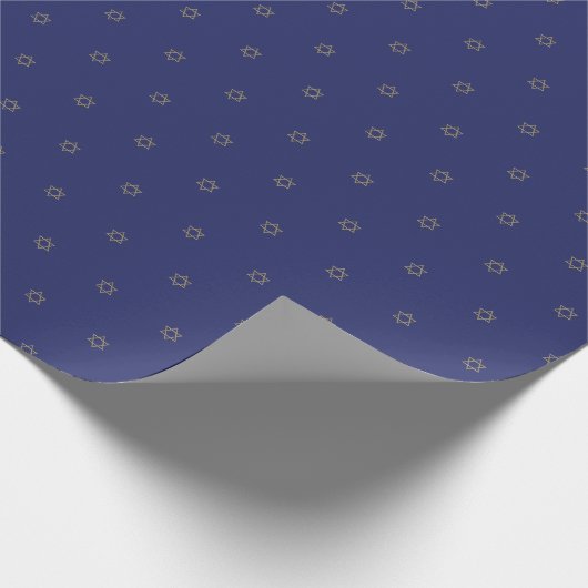 Minimalistisch marineblauw goud Star of David patr Cadeaupapier (Hoek)