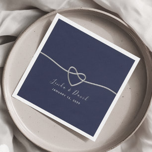 Minimalistisch marineblauw huwelijk Napkins Servet