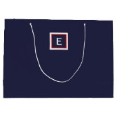 Minimalistisch marineblauw monogram grote geschenk groot cadeauzakje (Achterkant)