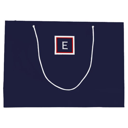 Minimalistisch marineblauw monogram grote geschenk groot cadeauzakje (Achterkant)