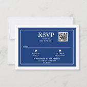 Minimalistisch marineblauw QR Code Bruiloft RSVP K Kaartje (Voorkant)