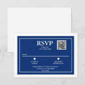 Minimalistisch marineblauw QR Code Bruiloft RSVP K Kaartje (Voorkant / Achterkant)
