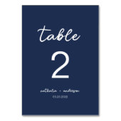 Minimalistisch marineblauw script bruiloft kaart (Achterkant)