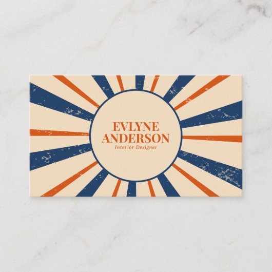 Minimalistisch marineblauw Sinaasappel strepen ret Visitekaartje (Voorkant)