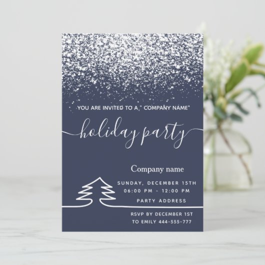 Minimalistisch marineblauw sneeuwfeestje corporate kaart (Staand voorkant)