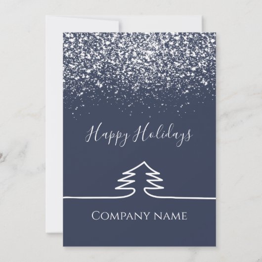 Minimalistisch marineblauw sneeuwfeestje corporate kaart (Achterkant)